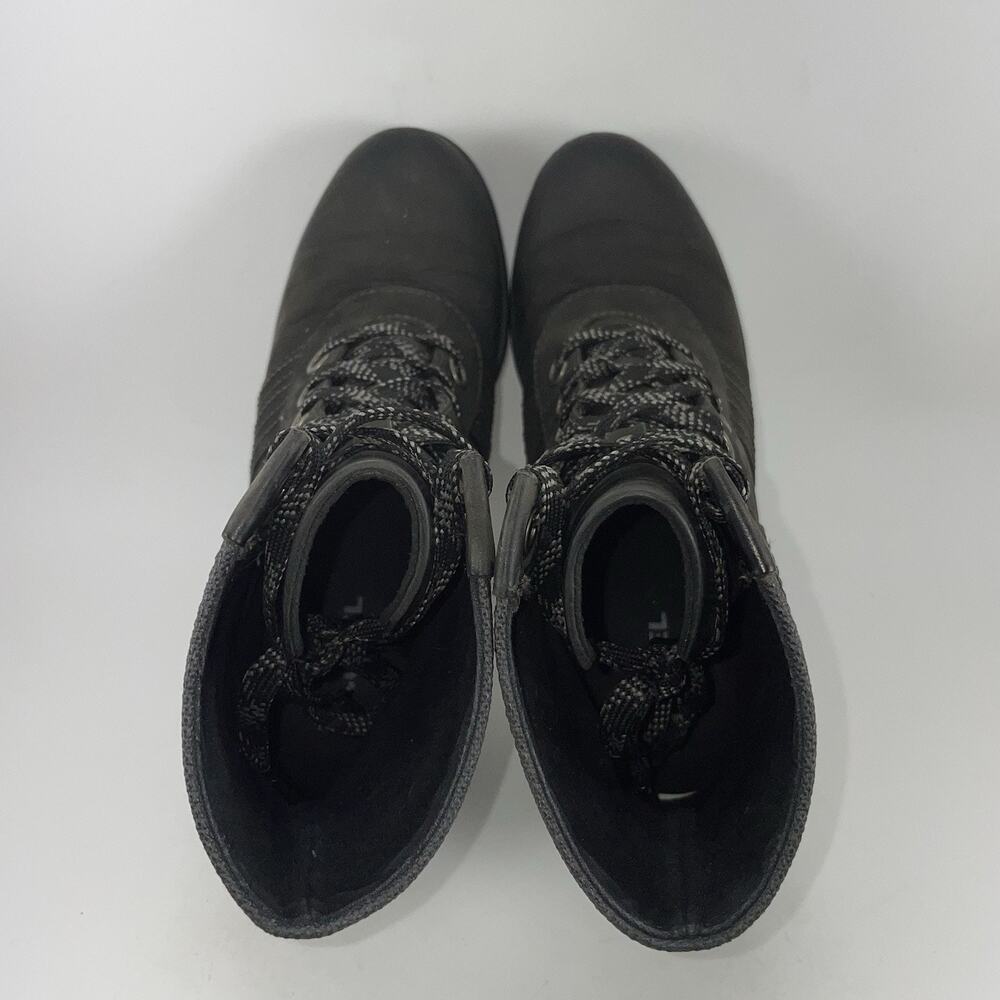 Sorel Lexie Wedge Womens Size 7 Black Leather Waterproof Lace Up Ankle Boots - Picture 6 of 13